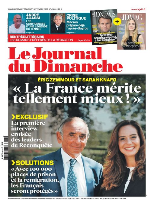 Détails du titre pour Le Journal du dimanche par Lagardere Media News - Disponible